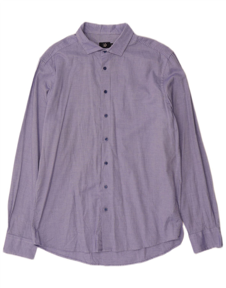 Dack's Herren-Slim-Fit-Hemd XL aus blau gepunkteter Baumwolle