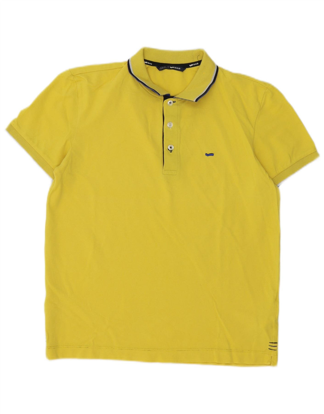 Gas Herren-Poloshirt aus mittelgelber, gestreifter Baumwolle