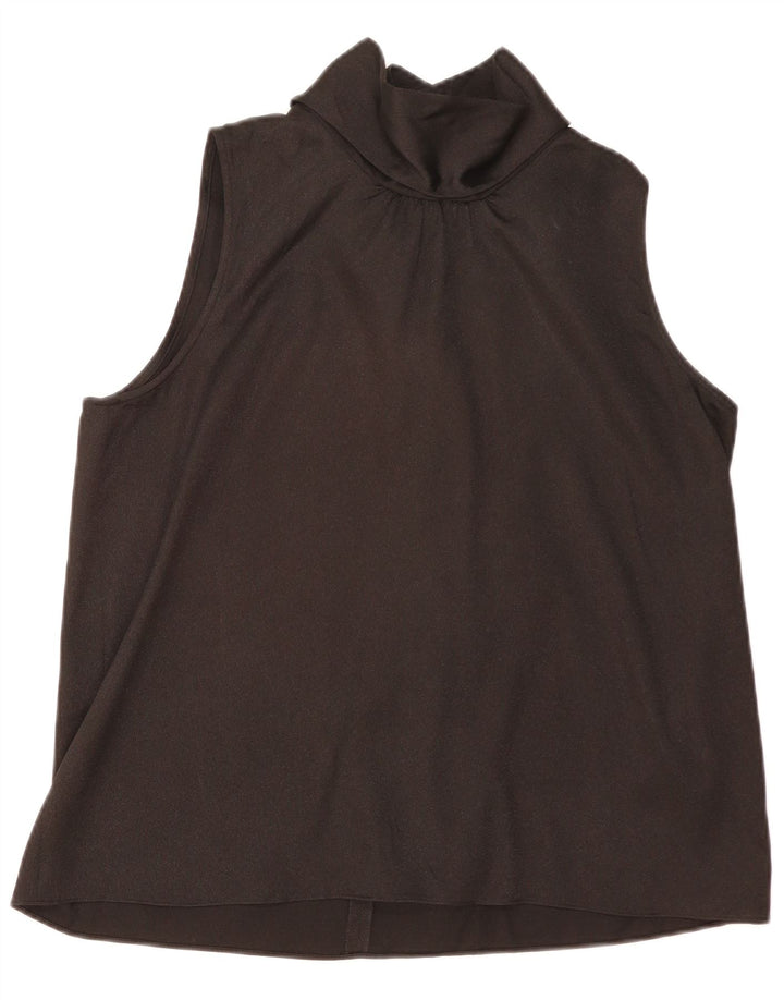 DKNY Damen Ärmelloses Blusenoberteil UK 18 XL Schwarz Polyester