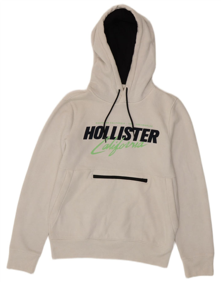 HOLLISTER Herren-Kapuzenpullover mit Grafik, Größe S, weiße Baumwolle