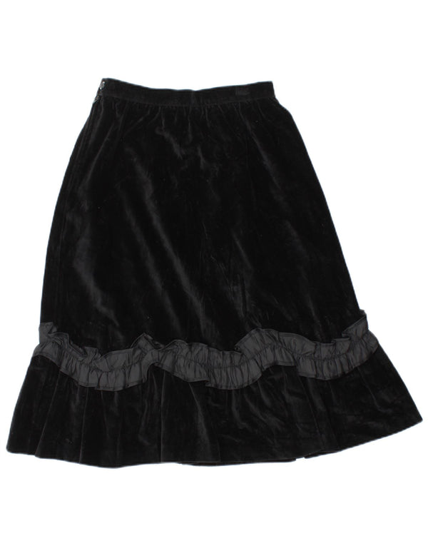 Vintage Damen A-Linien-Rock aus Samt mit hoher Taille, Größe 40, Größe S, W22, Schwarz