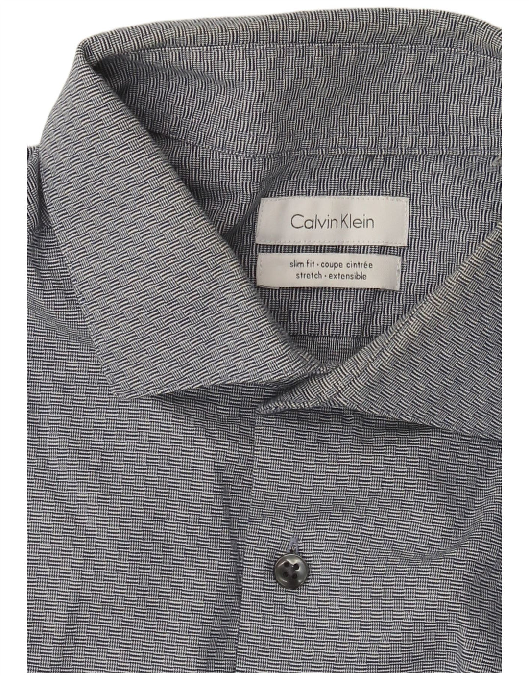 Calvin Klein Herren-Slim-Fit-Hemd, groß, marineblau, geometrisch