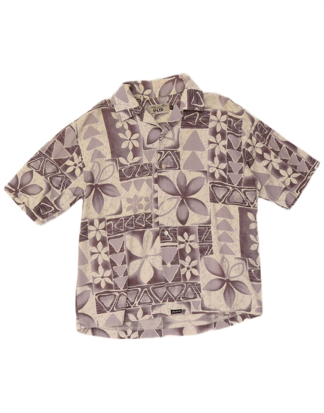 Unlimited Herren-Kurzarmhemd Mittellila mit Blumenmuster