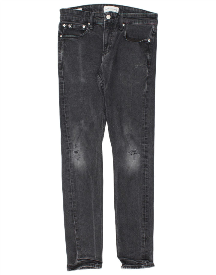 Calvin Klein Herren Distressed Slim Jeans W29 L32 Schwarze Baumwolle