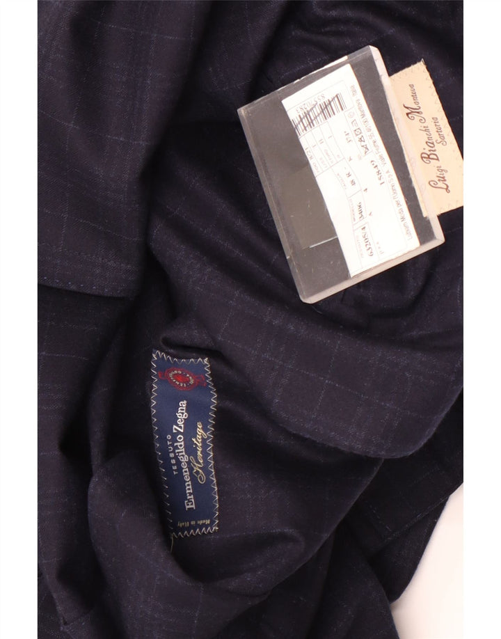 Ermenegildo Zegna Herren Heritage Blazer Jacke UK 38 Medium Navy Blue Check