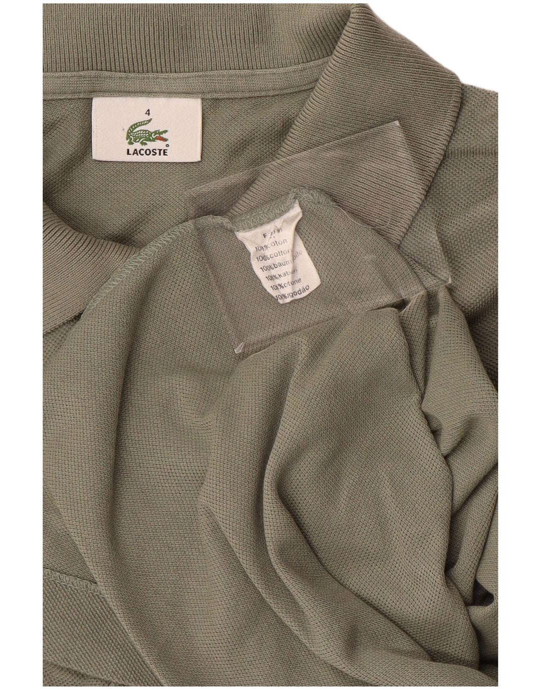 LACOSTE Herren-Poloshirt, Größe 4, mittlere Khaki-Baumwolle