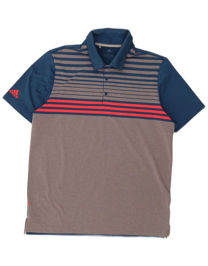 Adidas Herren-Poloshirt, großes graues Colourblock-Polyester