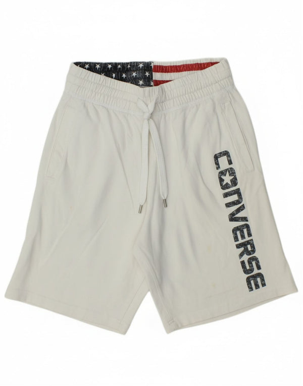Converse Herren-Sportshorts mit Grafik, Größe S, weiße Baumwolle