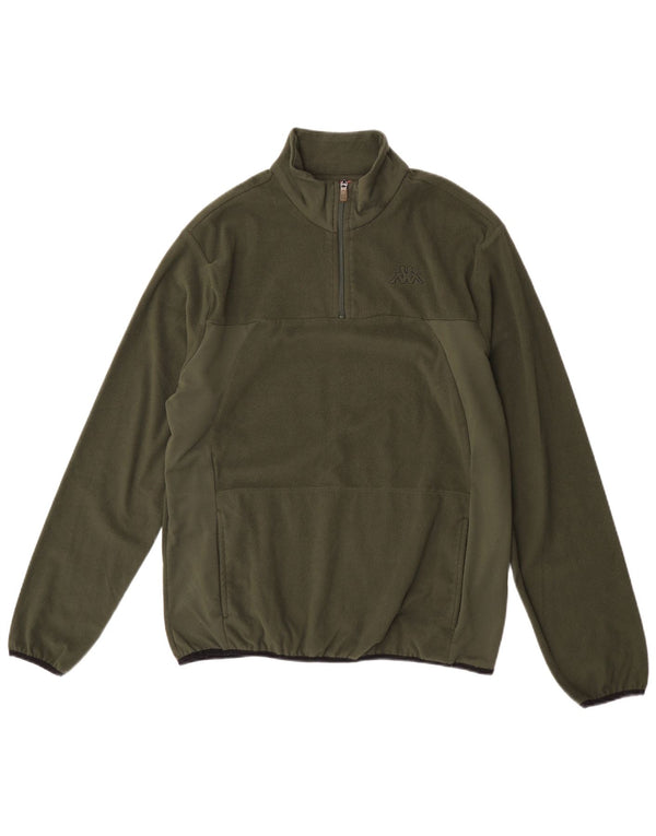 Kappa Damen-Fleecepullover mit Reißverschluss, XL, Khaki, Polyester