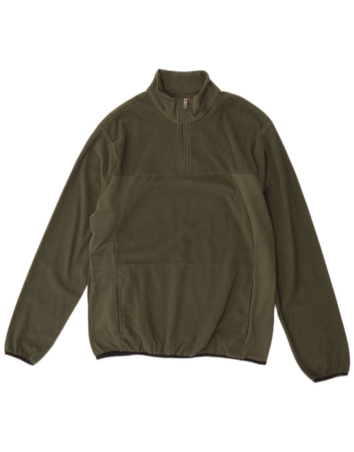 Kappa Damen-Fleecepullover mit Reißverschluss, XL, Khaki, Polyester