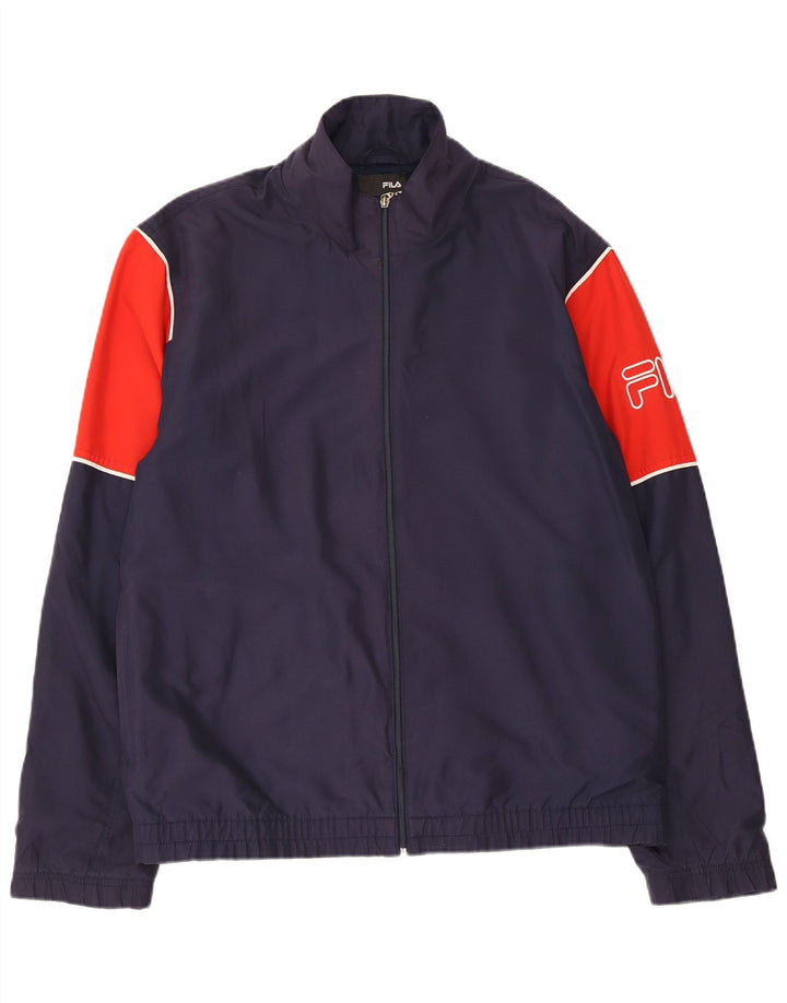 FILA Herren-Trainingsanzug mit grafischem Oberteil, groß, Marineblau, Farbblock