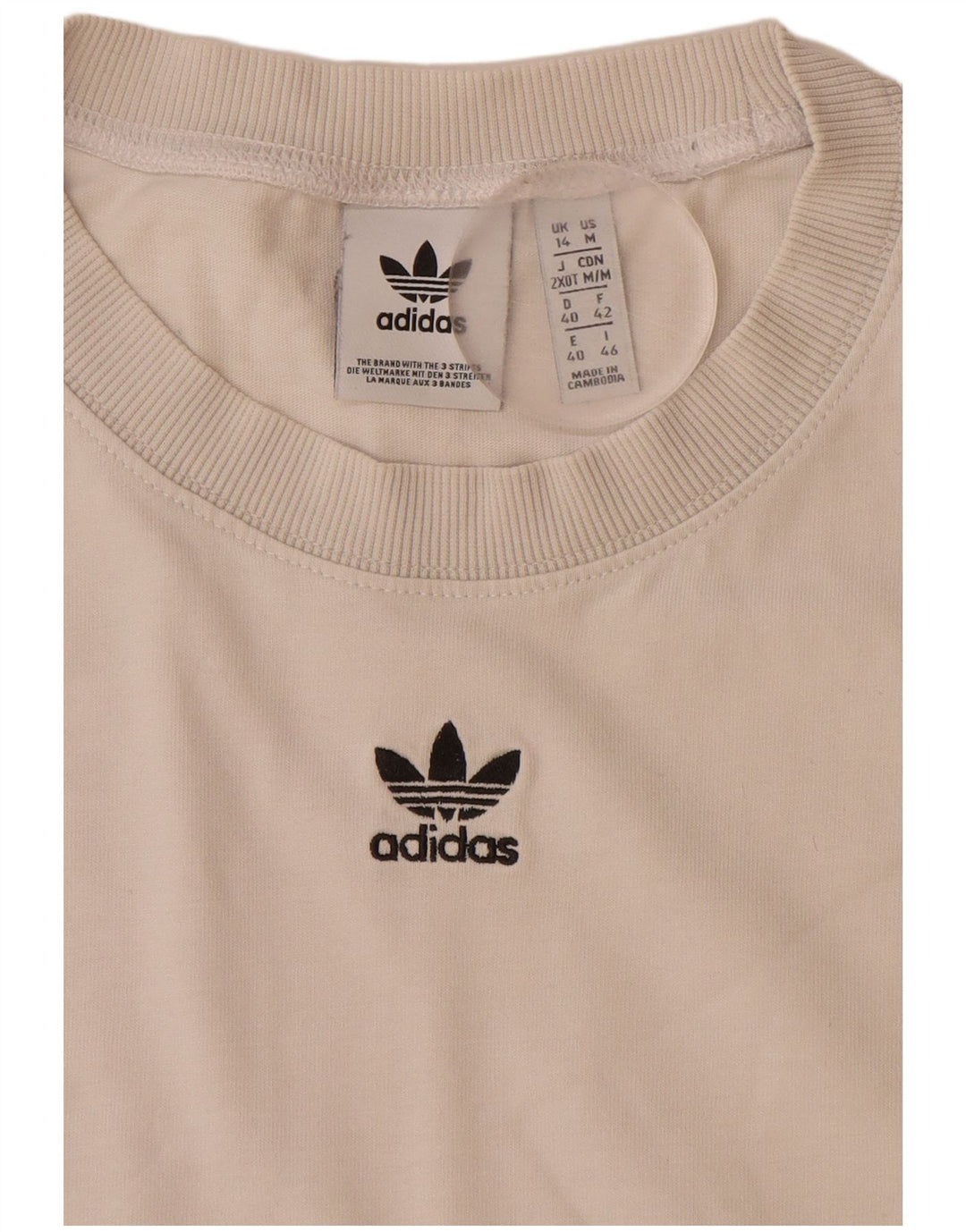 ADIDAS Damen Grafik T-Shirt Top UK 14 Large Weiß