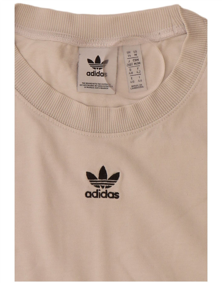 ADIDAS Damen Grafik T-Shirt Top UK 14 Large Weiß