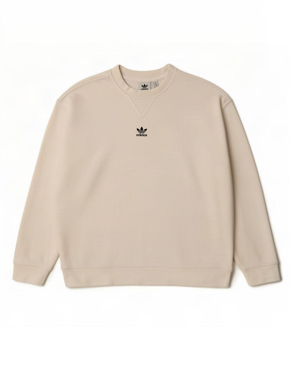 Adidas Damen Übergroßer Sweatshirt-Pullover UK 6 XS Weiße Baumwolle