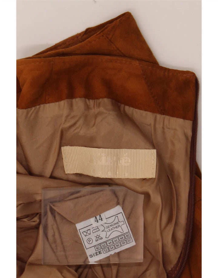 VINTAGE Damen Wildlederrock IT 44 Medium W30 Braunes Leder