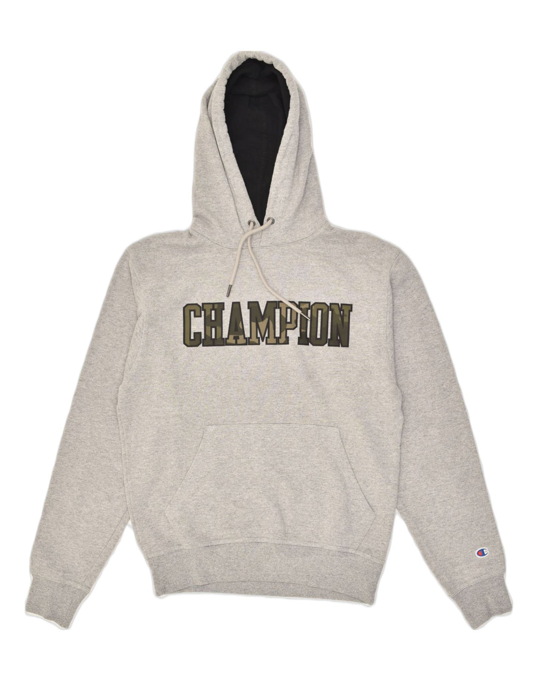 CHAMPION Mens Graphic Hoodie Jumper Small Grey Cotton | Vintage Champion | Thrift | Second-Hand Champion | Used Clothing | Messina Hembry 