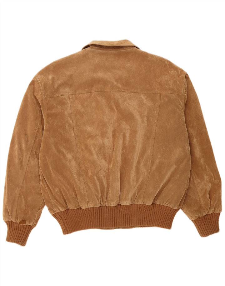 VINTAGE Herren Bomberjacke UK 42 XL Braunes Polyester