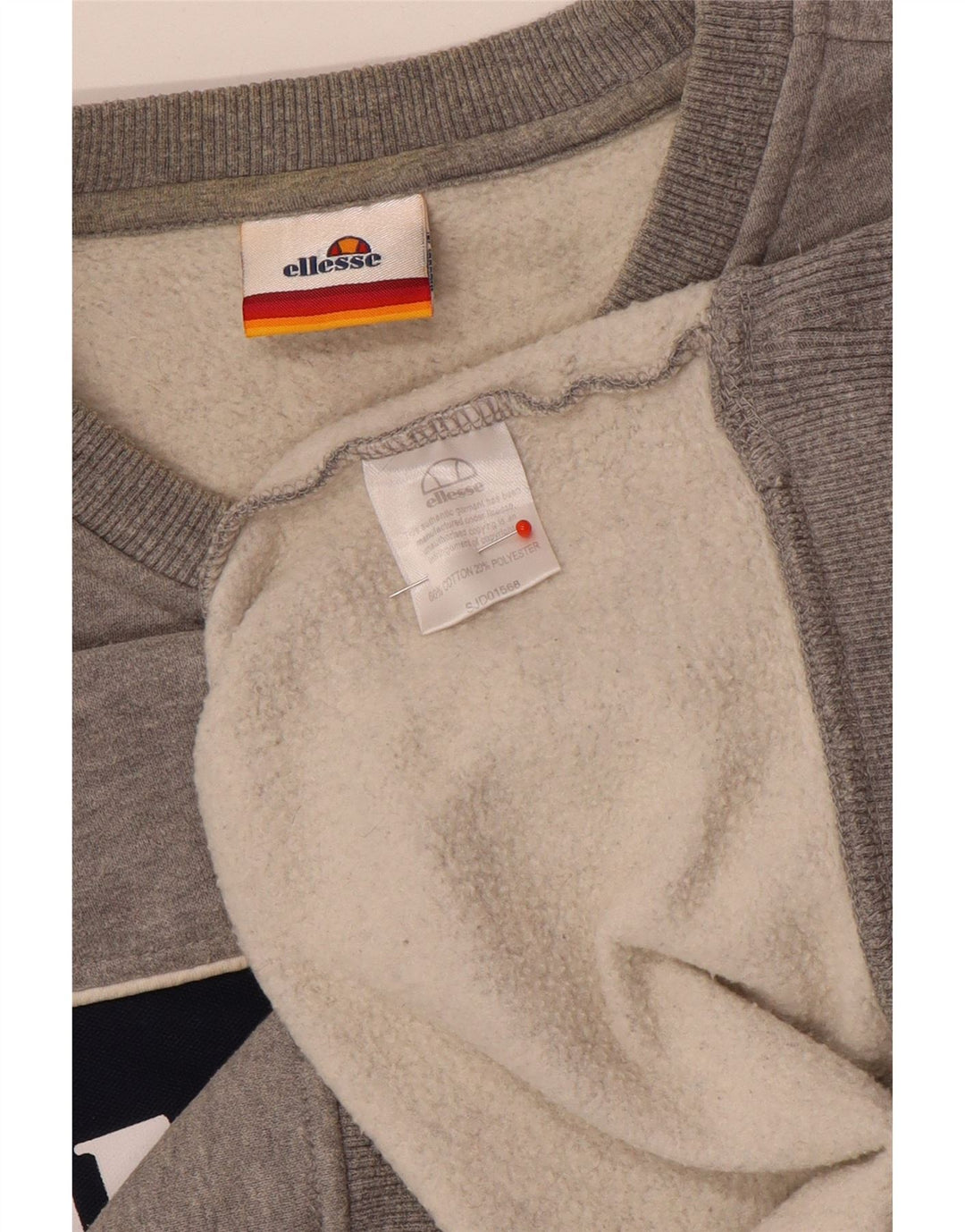 Ellesse Herren-Sweatshirt mit Grafik, Größe S, Grau, Colourblock-Baumwolle