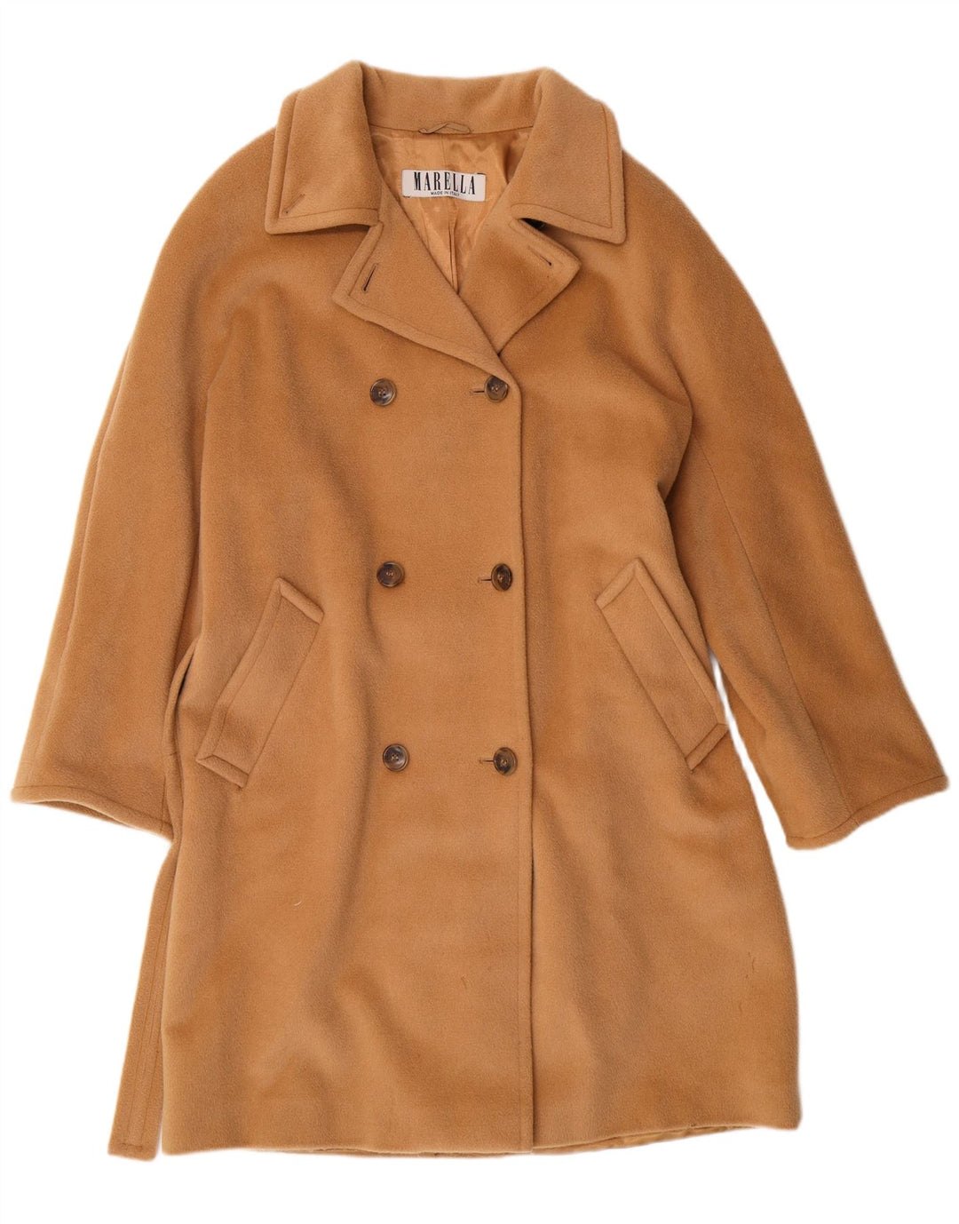 MARELLA Zweireihiger Damenmantel UK 12 Mittelbeige Schurwolle klassisch