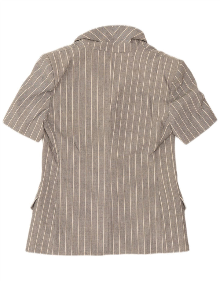 Roccobarocco Damen-Blazerjacke mit 4 Knöpfen, Gr. 10, klein, grau, Nadelstreifen