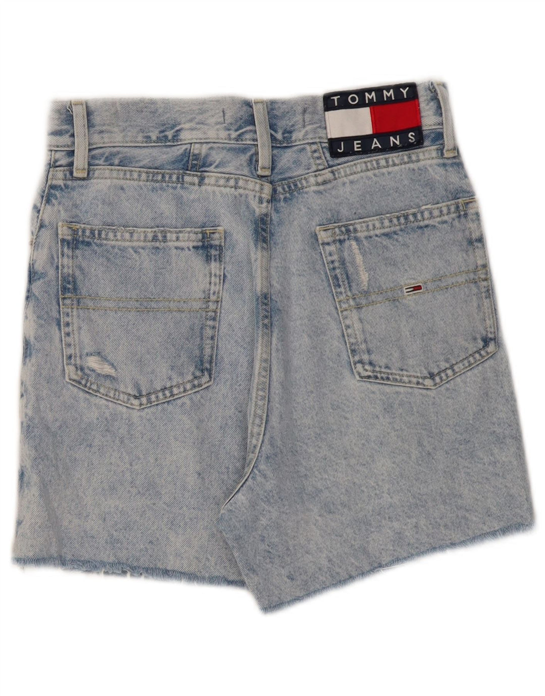 TOMMY HILFIGER Damen Mom Distressed Denim Shorts mit hoher Taille W24 XS Blau