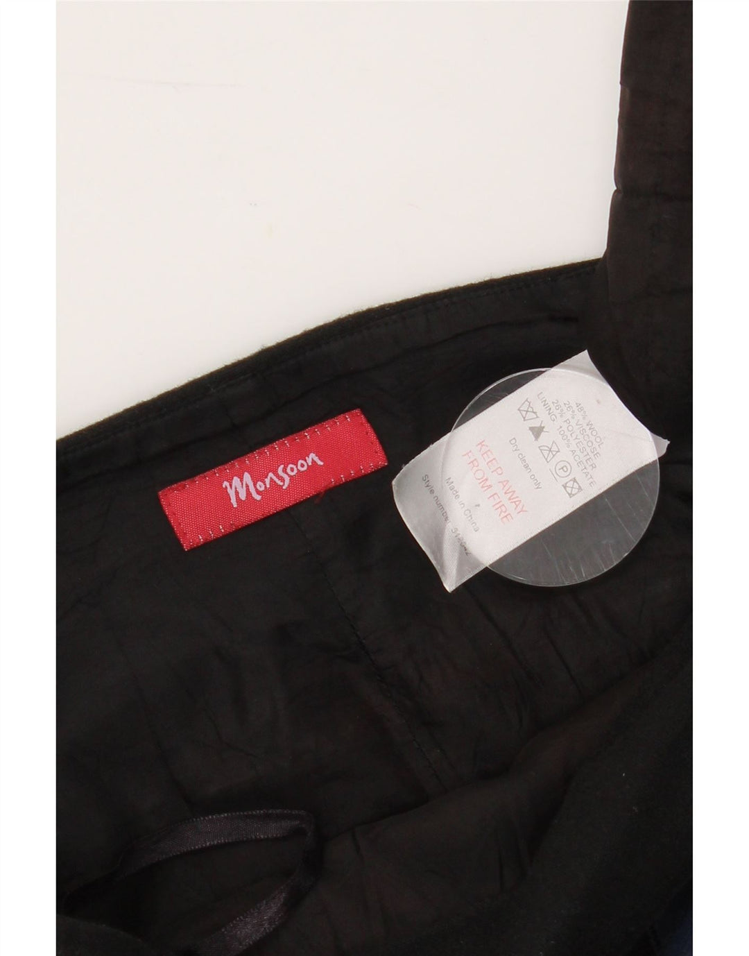 MONSOON Womens Midi Skirt W34 Large Black Geometric Wool Vintage Monsoon and Second-Hand Monsoon from Messina Hembry 