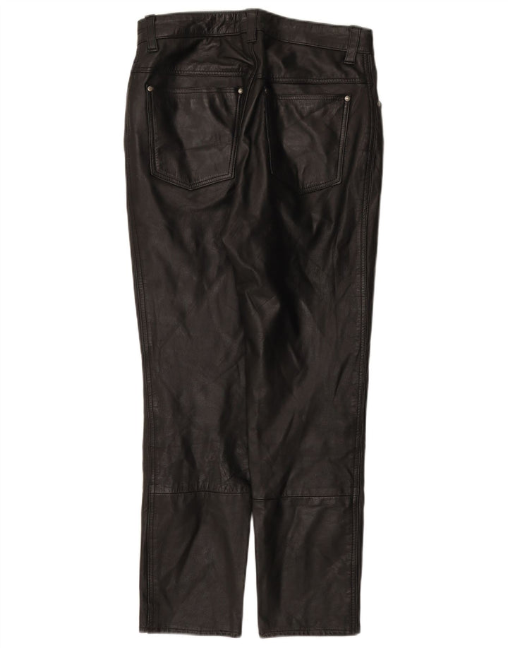 POLO Herren Leder Slim Hose IT 46 Small W28 L26 Schwarz