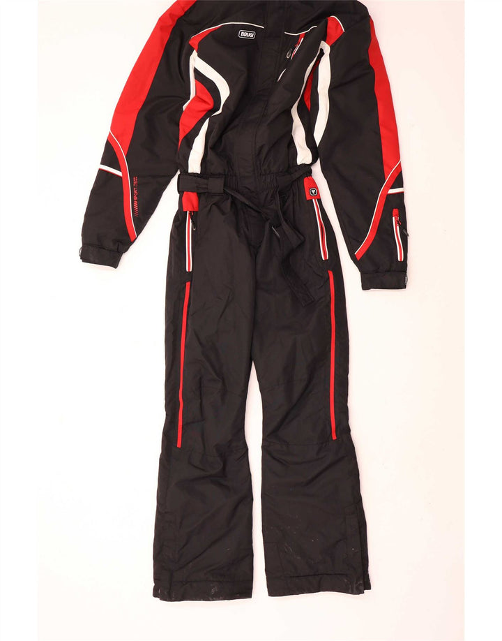 Brugi Herren-Skioverall mit grafischer Kapuze, Mittelschwarzes Colourblock-Polyamid