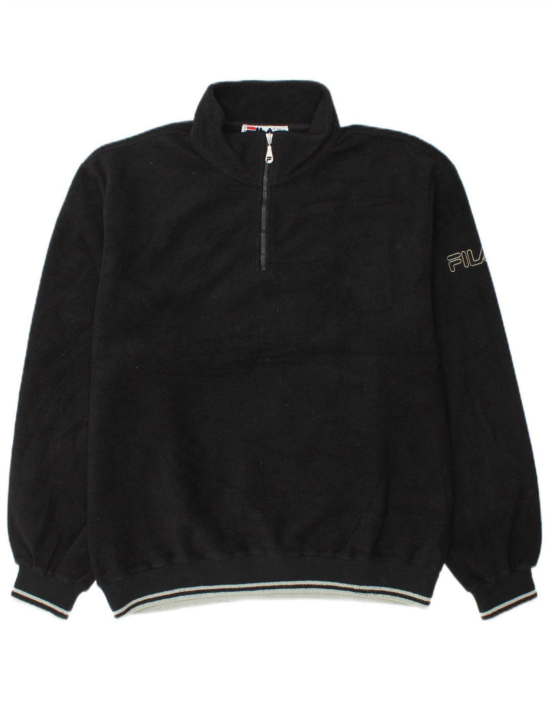 Fila Herren-Fleecepullover mit Reißverschluss, IT 52/54, großes schwarzes Polyester