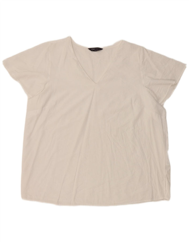 Marks & Spencer Damen Bluse Top UK 20 2XL Weiße Viskose
