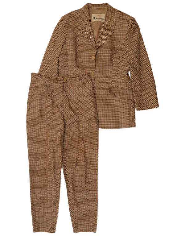 Aquascutum Damen 2-teiliger Anzug mit 3 Knöpfen, IT 46, Größe L, W32, L28, beige kariert
