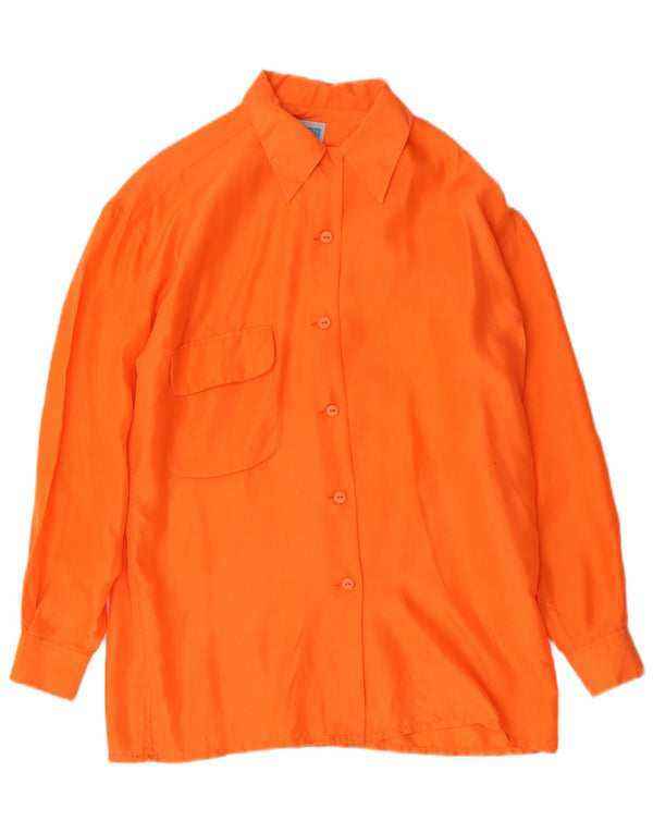 Witty Girl Damen Longline Relaxed Fit Hemd UK 10 Small Orange Seide
