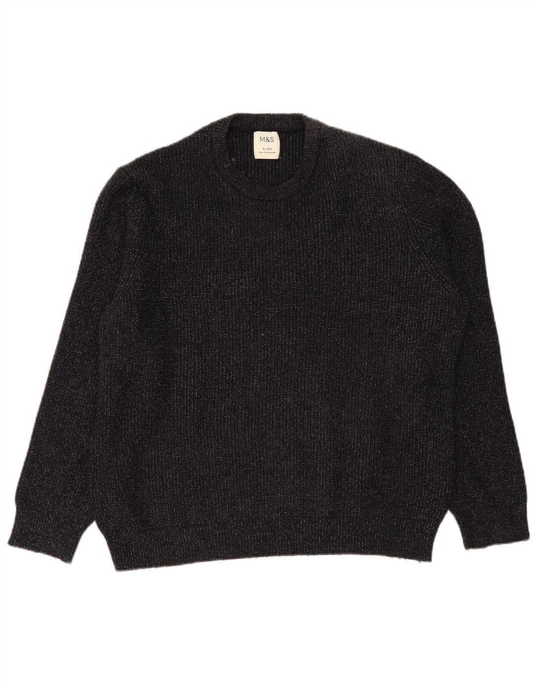 Marks & Spencer Herren-Pullover mit Rundhalsausschnitt, XL, Marineblau meliert