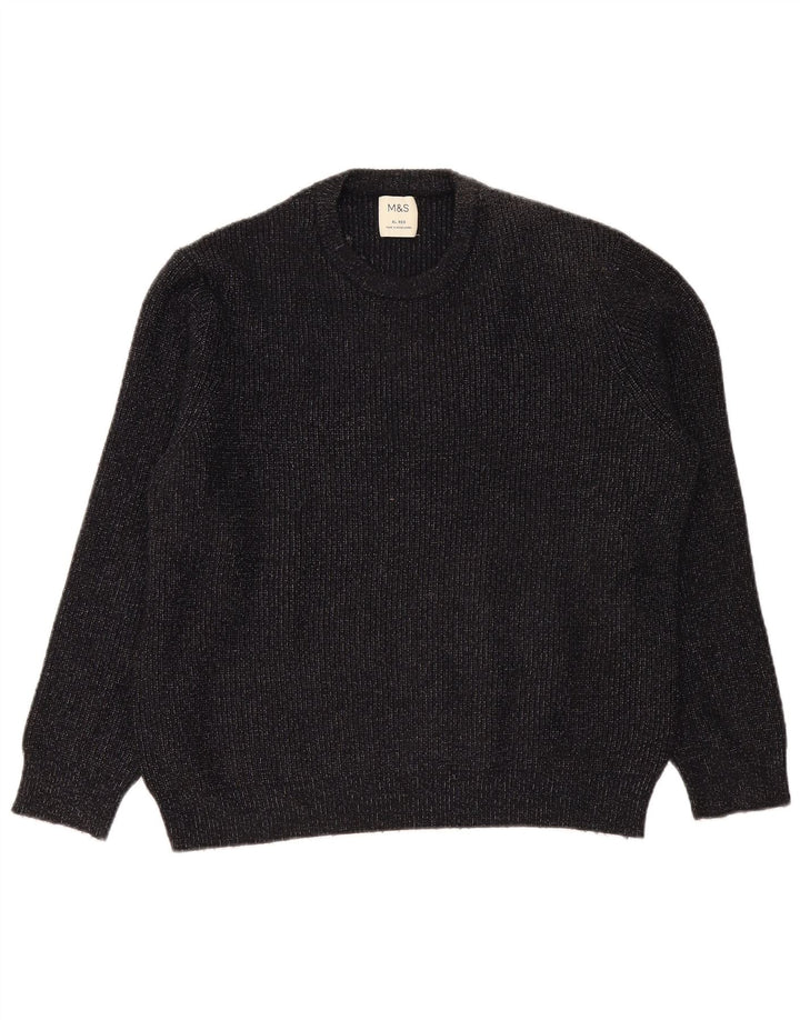 Marks & Spencer Herren-Pullover mit Rundhalsausschnitt, XL, Marineblau meliert