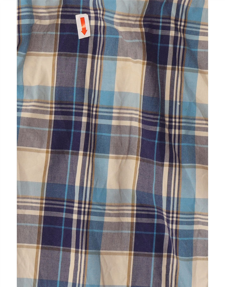 SUPERDRY Herren-Kurzarmhemd XL, blau kariert, Baumwolle