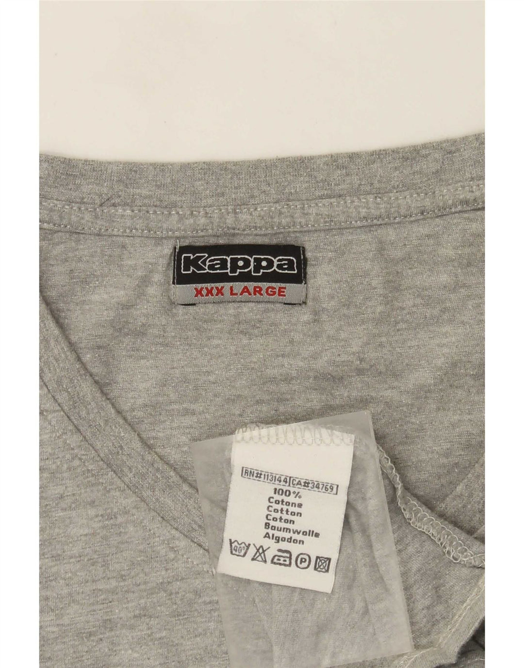 Kappa Herren T-Shirt Top 3XL Grau Baumwolle