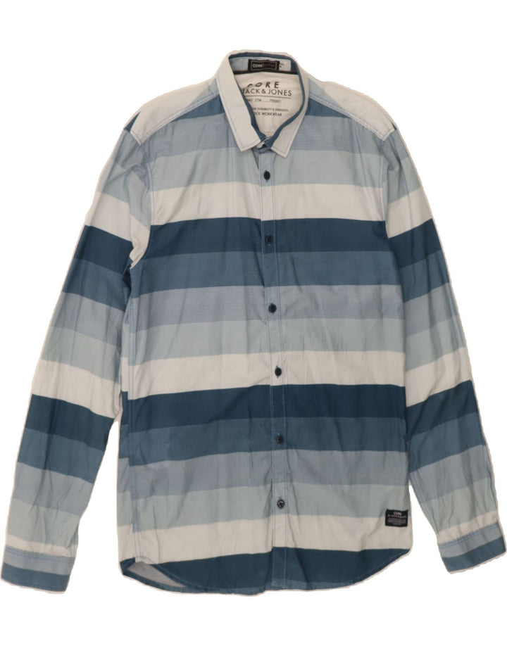 JACK & JONES Mens Shirt Medium Blue Striped Cotton Vintage Jack & Jones and Second-Hand Jack & Jones from Messina Hembry 