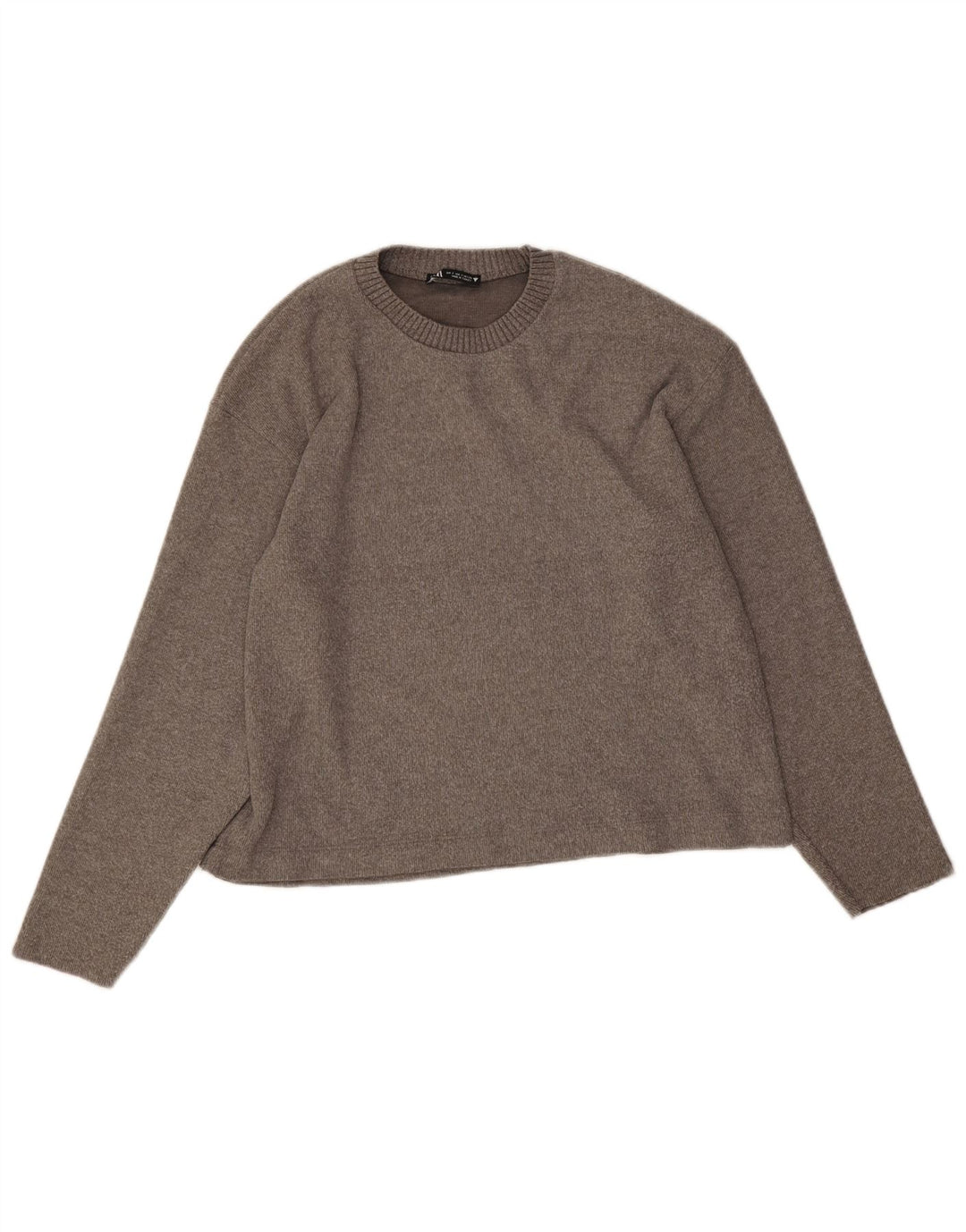 Zara Damen-Pullover, übergroß, Rundhalsausschnitt, Gr. 10, Größe S, Grau, Polyester