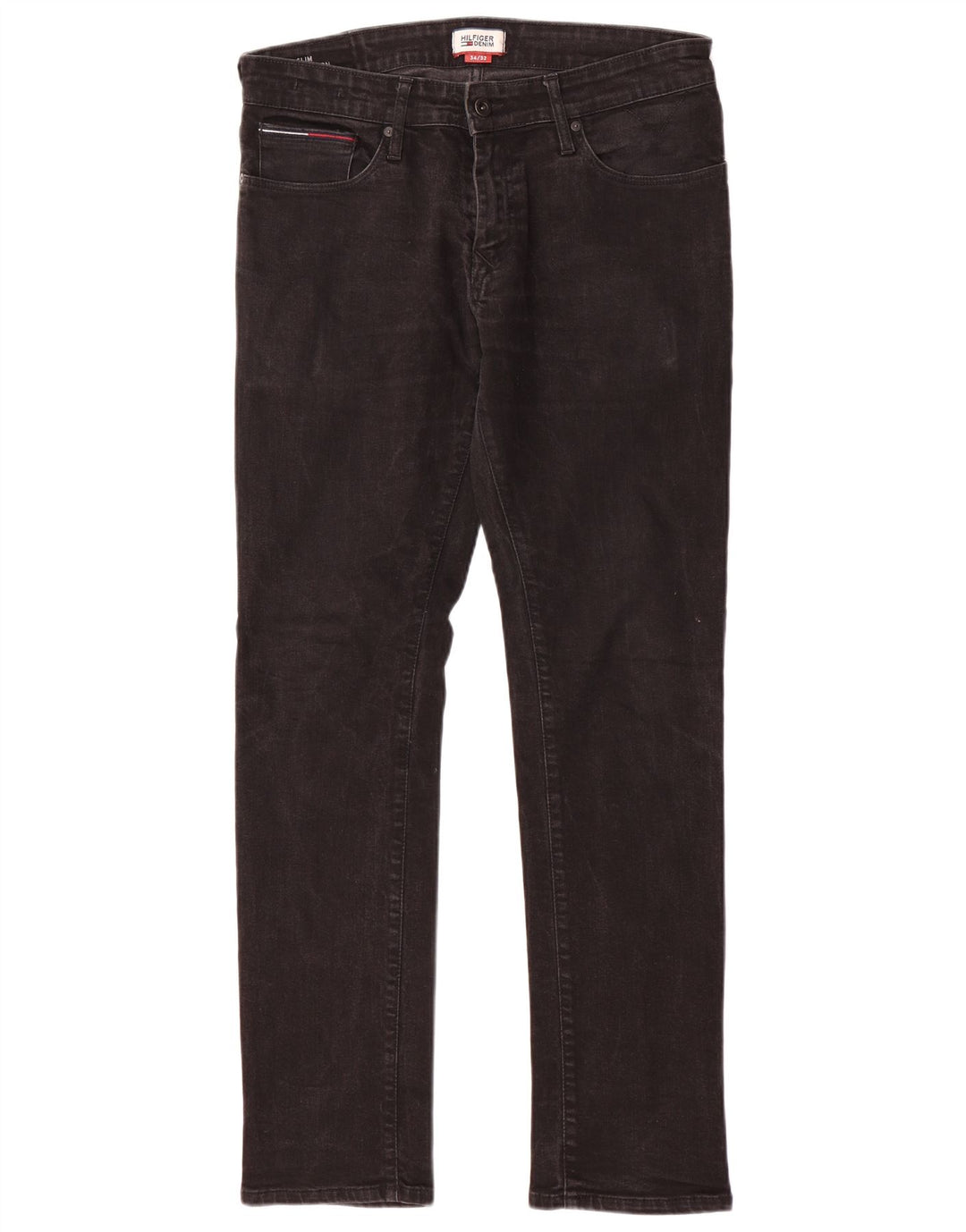 TOMMY HILFIGER Herren Scanton Slim Jeans W34 L32 Schwarze Baumwolle