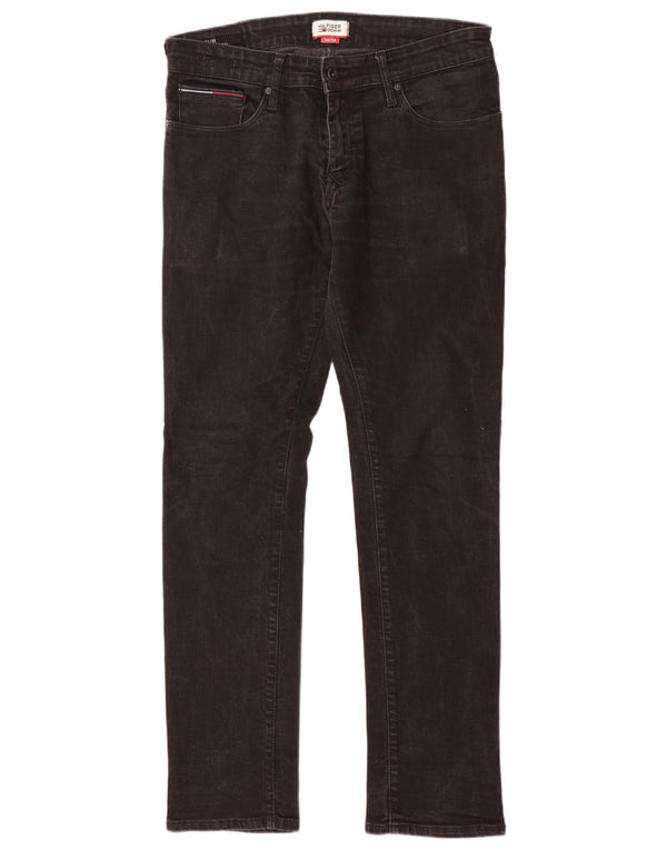 TOMMY HILFIGER Herren Scanton Slim Jeans W34 L32 Schwarze Baumwolle