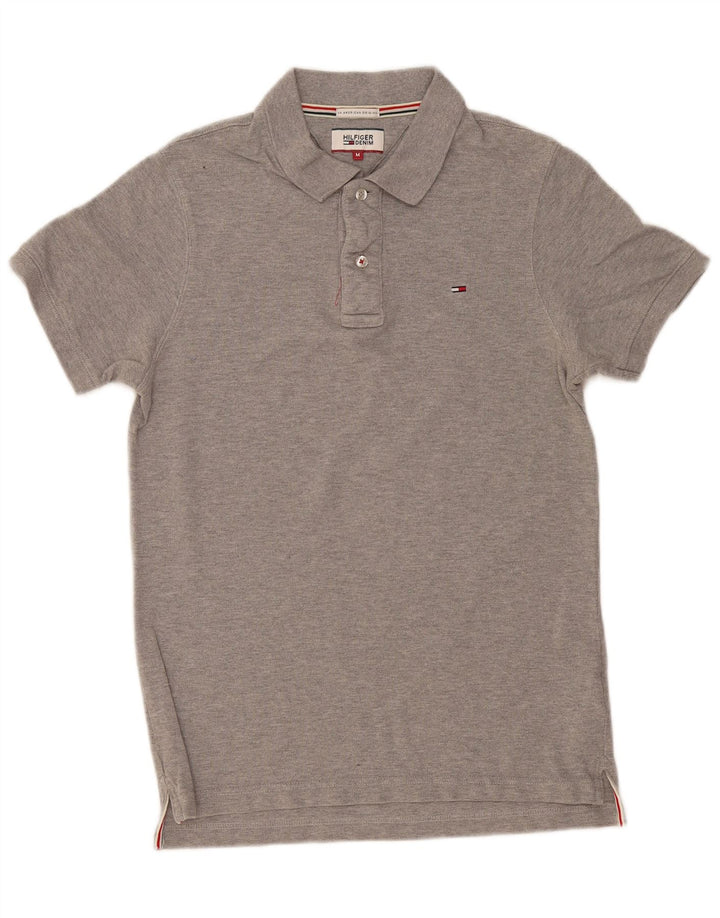 Tommy Hilfiger Herren-Poloshirt aus mittelgrauer Baumwolle