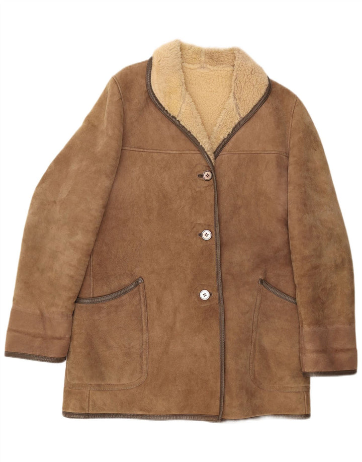 Vintage Damen Lammfellmantel UK 16 Large Beige