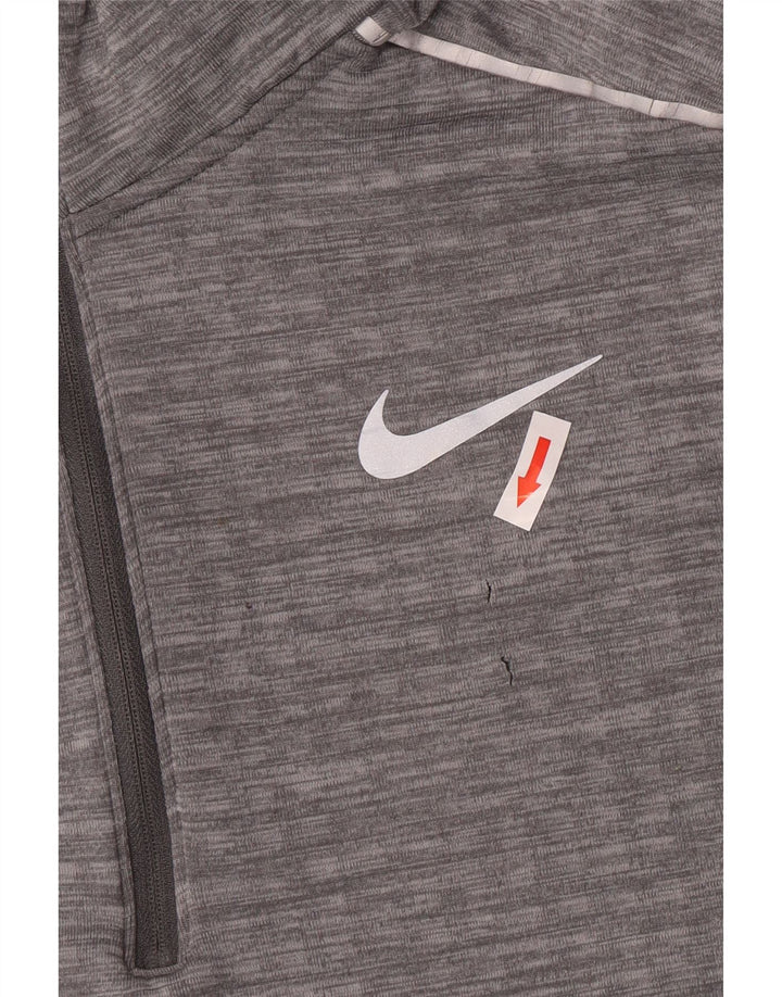 Nike Herren-Lauf-Pullover-Trainingsanzug-Oberteil mit Reißverschluss, Größe L, grau, Polyester
