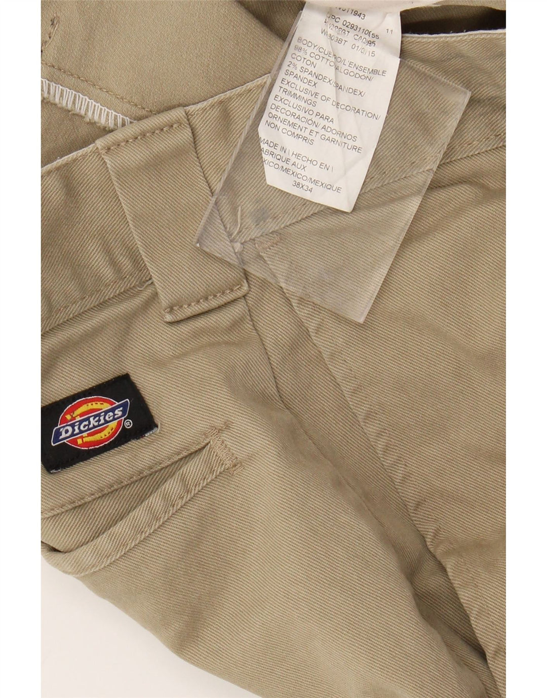 DICKIES Herren Slim Skinny Chinohose W38 L34 Beige Baumwolle