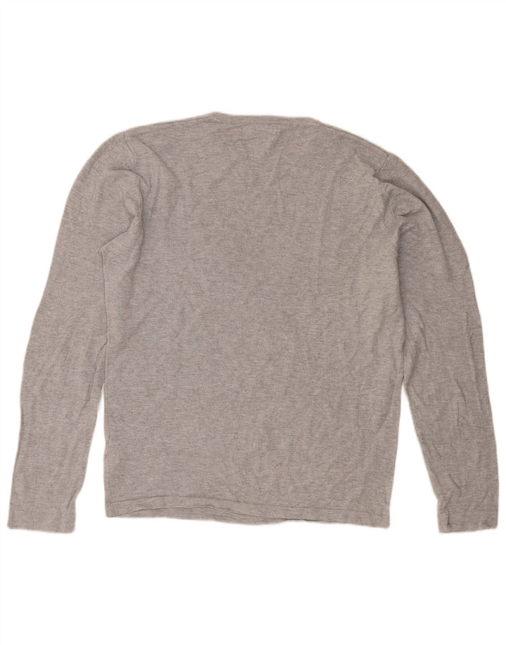 Zara Herren-Pullover mit Rundhalsausschnitt, mittelgrau gefleckte Viskose