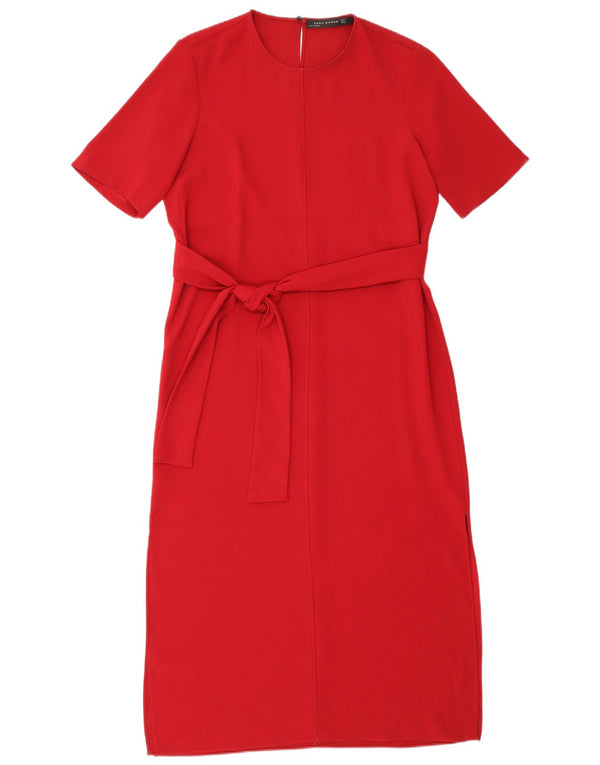 Zara Damen Maxikleid UK 14 Mittelrotes Polyester