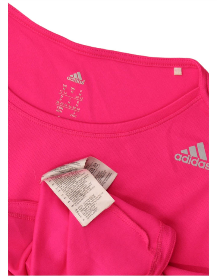 Adidas Damen T-Shirt Top UK 12/14 Mittelrosa Polyester