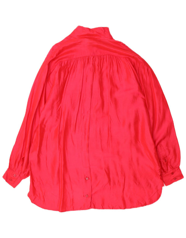 Vintage Damen Übergroßes Hemdkleid EU 44 XL Rosa Seide
