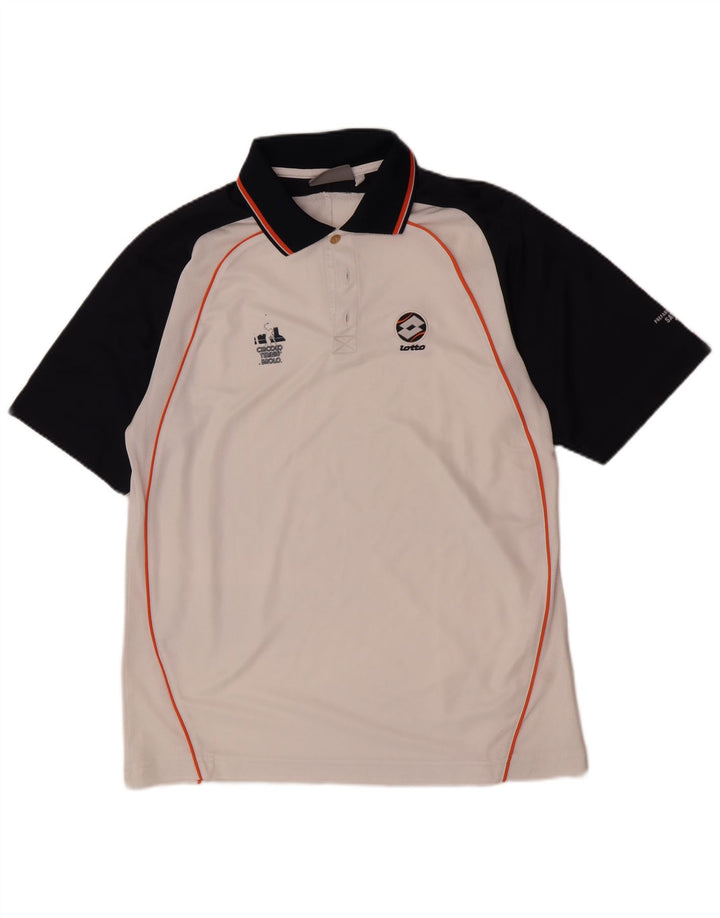 Lotto Herren-Poloshirt, groß, weißes Colourblock-Polyester