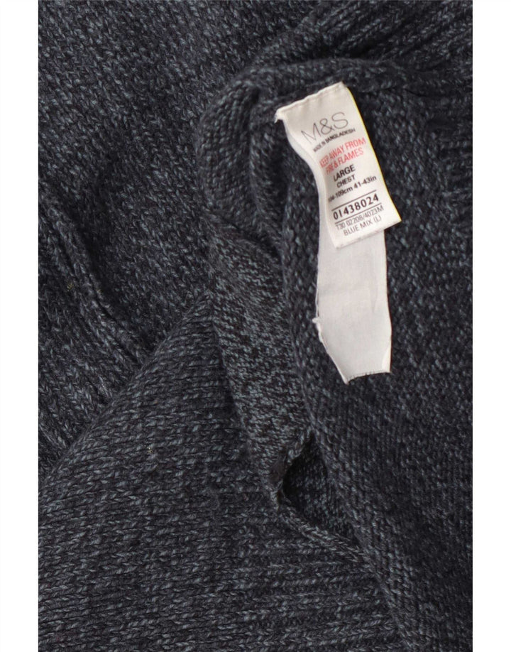 Marks & Spencer Herren-Cardigan mit durchgehendem Reißverschluss, groß, grau geflecktes Acryl
